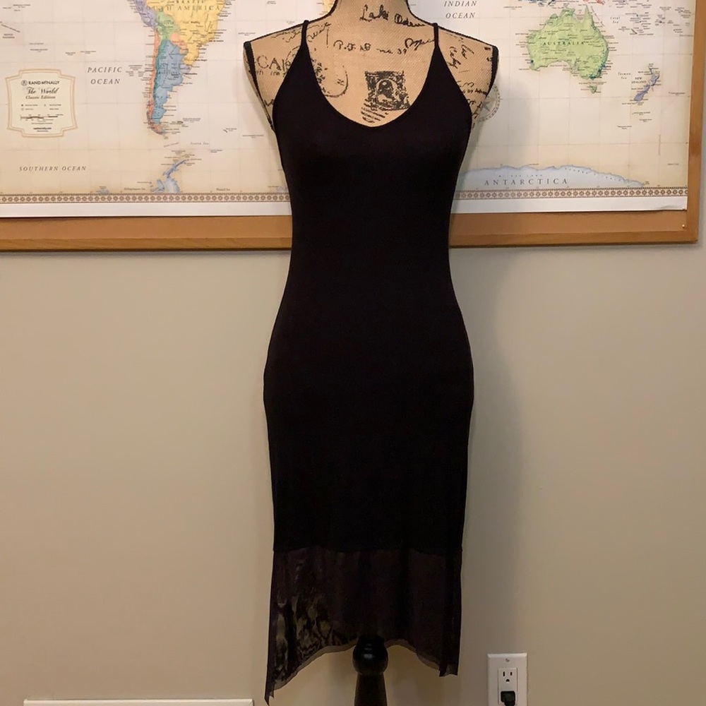 BCBG Long Black Bodycon Dress with Trim